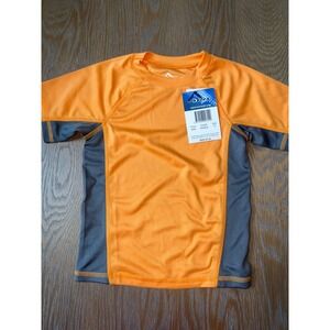 🌊Kanu Surf Boys Rash Guard Swim Shirt Orange Grey Short Sleeve Size 5T NWT